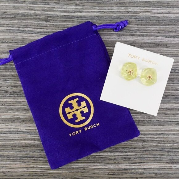 Tory Burch Resin Stud Earrings Green OS - Picture 11 of 12